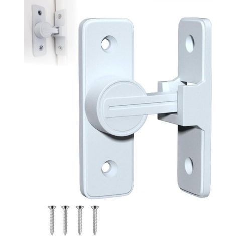Verrou Serrure de Fermeture Porte Interieure Coulissante, 90° Loquet de Crochet a Porte Bascule, Verrou porte interieure,Blanc (1/4)