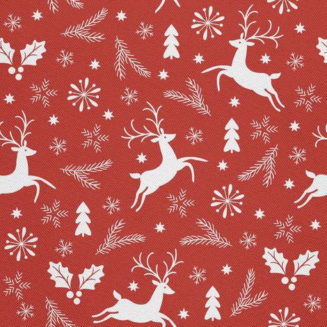 Tela Oxford decorativa para exteriores - Motivo navideño sobre fondo rojo I DX461 (1/5)