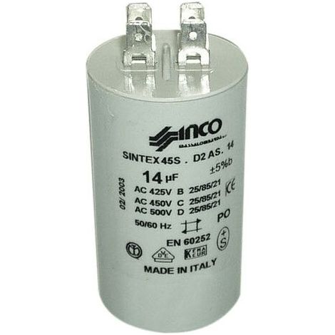 Condensateur De Demarrage 14 µF 450 V - Pour Lave-Linge - Boîtier Radial (1/2)