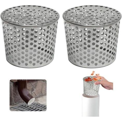 Filtres De Gouttière en Acier Inoxydable, Lot de 2 Crapaudine de Gouttière 85-100mm, Filtre Gouttière À Mailles, Grille Protection Gouttiere Anti Feuille, Filtre de Gouttière pour Éviter les Blocages (1/5)