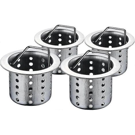 Badewannensieb (4er-Set), 3,2 cm bis 4,6 cm Stöpsel, Edelstahlfilter für Badewanne, Waschbecken und Spüle. (1/5)