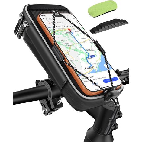 Support Telephone Velo Moto avec Sacoches pour Smartphone de 5,5″–7″ Sacoche Guidon Velo Etanche avec Porte Telephone Velo Scooter, Accessoires Trotinette Electrique Vtt (1/5)