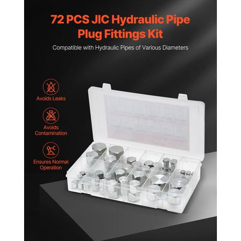 Raccords Hydrauliques JIC 72 PCS Kit Bouchons Hydrauliques Robustes en Acier Galvanisés avec Filetage de Précision, Kit Raccords de… (1/5)