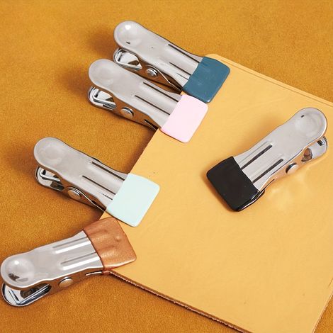 5 pinces de suture pour travail du cuir en acier inoxydable durable, outils de fixation manuels pour création de cuir DIY, couleur aléatoire (1/4)