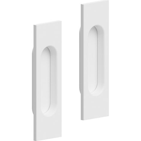 Lot de 2 poignées à encastrer rectangulaires, acier finition blanc