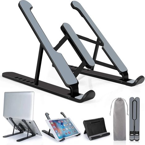 MINKUROW Supporto Per Laptop, Supporto Per Laptop Regolabile Portatile, Supporto Antiscivolo Leggero, Riser Per Laptop Pieghevole 10-17 Pollici, Cuscino (1/5)