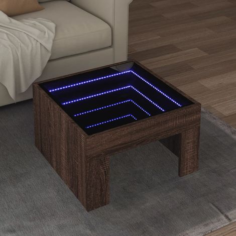 Mesa de centro con Infinity LED marrón roble 50x50x30 cm vidaXL (1/5)