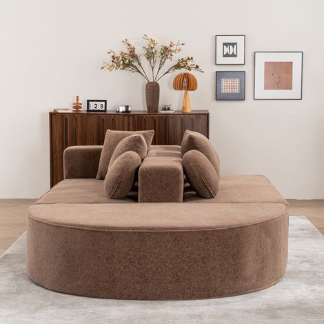 Sofá cama modular de 5 plazas 263 x 171 x 66 cm, sin montaje, chenilla marrón HAVRYA (1/5)