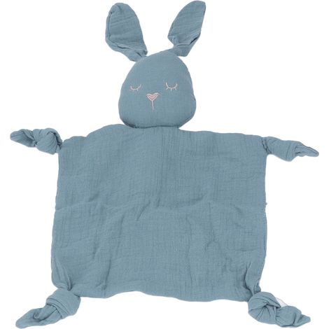 Kuscheldecke in Hasenform für Babys, doppellagig, saugfähig, weich, blau (1/5)