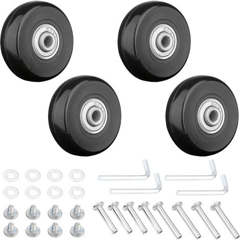 4pcs Roue Valise Universelle Remplacement 45x18 mm Roulettes de Rechange pour Bagages, Bagages Essieux et Roulettes, Caoutchouc Valise Kit avec Pièces Rechange D'axes Métalliques (1/5)