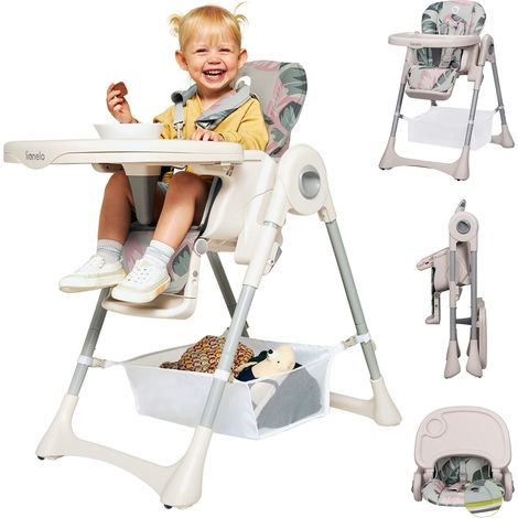 Chaise Haute Bébé Pliable, 4 Hauteurs, Dossier 3 Positions (1/5)