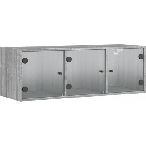 Maison Exclusive - Mobile a Muro con Ante in Vetro Grigio Sonoma 102x37x35 cm