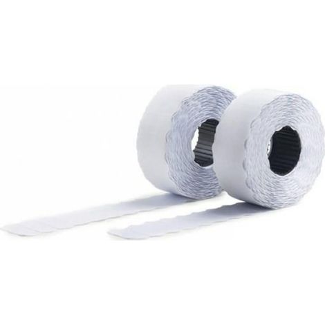 Boite de 10 rouleaux de 1200 étiquettes autocollantes pour étiqueteuse 2 lignes (total de 12000 étiquettes). Format 26 x 16 mm. Adhésif permanent.
