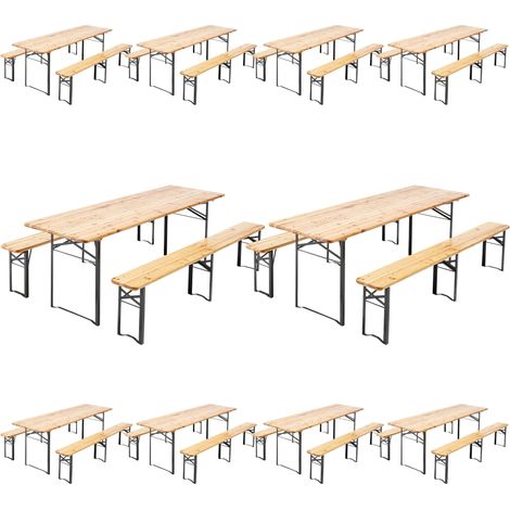 Mob Event Pro – Lot de 10 tables de brasserie 220 cm – Structure acier époxy noire – Plateau en pin – Pliantes pour rangement facile – Charge 200 kg (1/5)