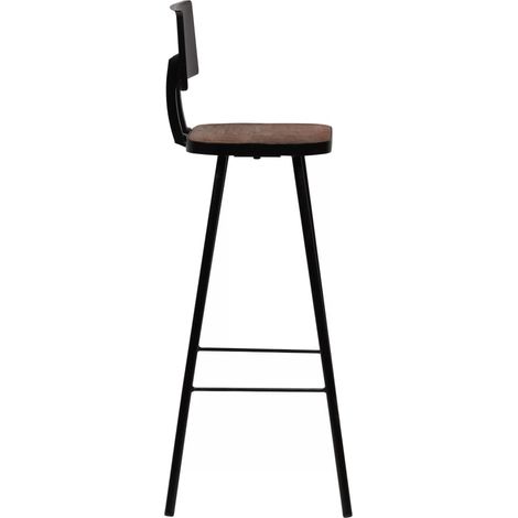 Juego de cuatro taburetes de bar de diseño con asiento de silla de madera maciza recuperada marrón oscuro 1202184