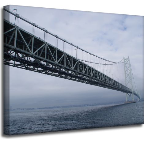 Leinwanddruck Architektur Brücke Japan 50x40 Asien Meer im Nebel
