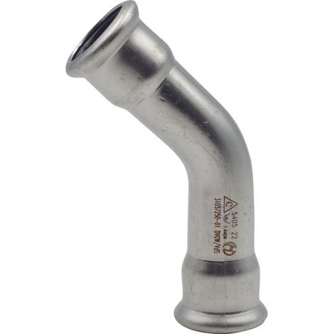 Codo 45° presión FF 1,2mm DN22 acero inoxidable AISI 316L - Idrhaus