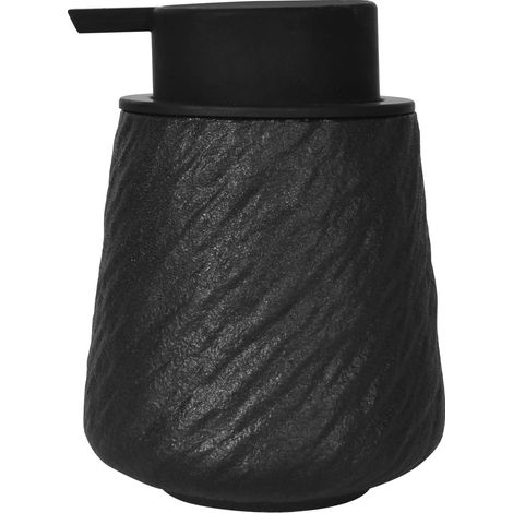 400-ml-Keramik-Flüssigseifenspender mit Druckknopf-Schaumpumpe, schwarze, strukturierte Oberfläche, wiederverwendbar – AquaForge (1/5)