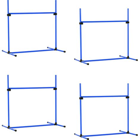 Kit d'entraînement pour chiens : 4 obstacles d'agility réglables en hauteur, 99x65x94cm, bleu, avec sac de transport inclus
