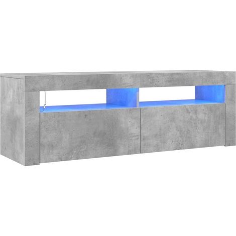 Meuble TV avec lumières LED, Étagère TV, Meuble de Salon, Gris béton 120x35x40 cm OIB3391E (1/5)