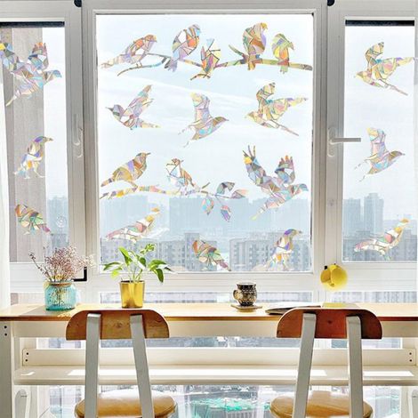 Stickers Anti-Collision Oiseaux - Réfléchissants UV - Pour Vitres et Portes Vitrées - Translucides - 20 Pièces (1/5)