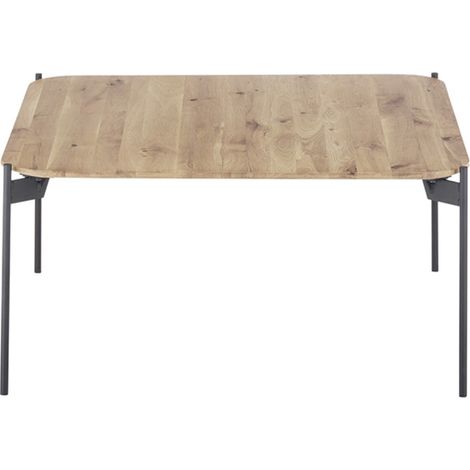 Table basse en bois de chêne massif huilé, pieds en métal noir - Longueur 60 x Hauteur 38 x Profondeur 60 cm -PEGANE- (1/5)