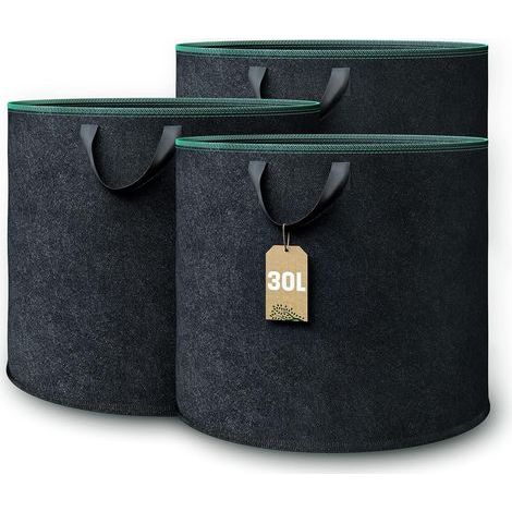 x 30-Liter-Pflanzsäcke, Vliesstoff, stabile Griffe, optimale Drainage, Garten, Balkon (1/5)