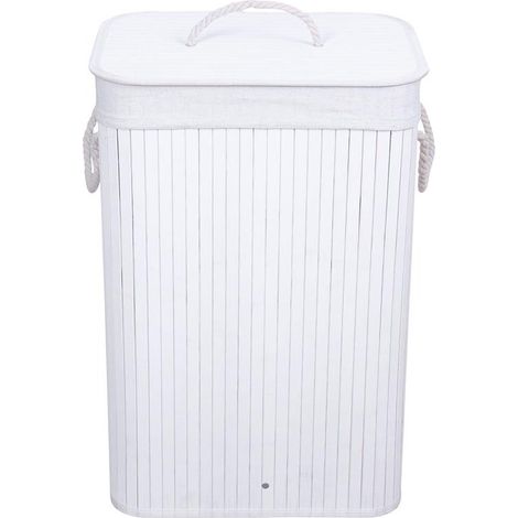 Portabiancheria bamboo pieghevole 40x30x60 cm bianco (1/2)