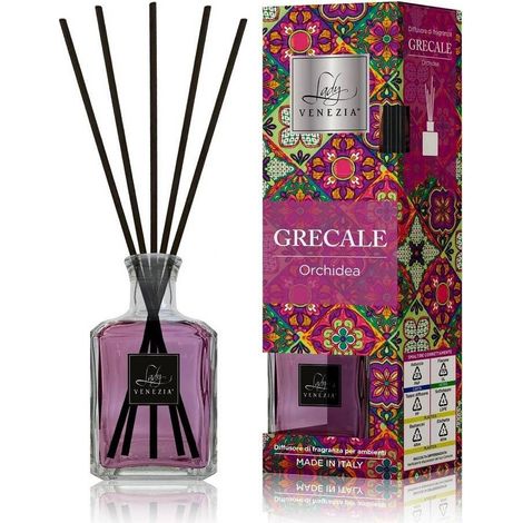 TrAdE Shop Traesio - Maxi Diffusore Ambiente Cubo Con Bastoncini Fragranza Grecale Orchidea 250 Ml -