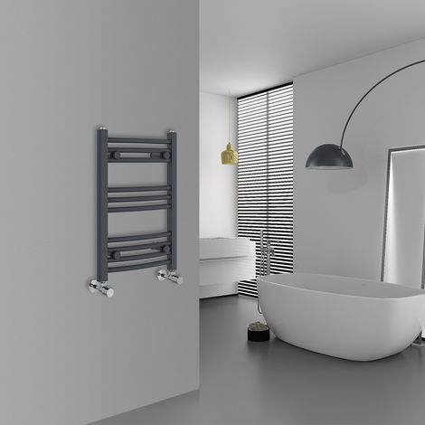 WarmeHaus Curved Anthracite Bathroom Ladder Radiator 600x400mm (1/5)
