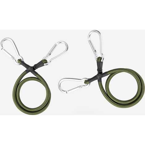Cordon élastique avec crochet à clip, mousqueton, connecteur de corde de rivière, accessoires, cordon de montage vert armée de 3/8" de diamètre, crochet argenté (vert armée, 24", paquet de 2) (1/5)