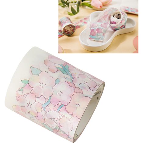 Ruban adhésif décoratif multifonctionnel en papier japonais à motif floral pour scrapbooking et journal créatif (1/5)
