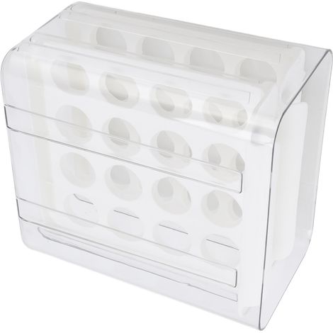 Boîte à Œufs Transparente 32 Alvéoles Double Couche Grande Capacité pour Réfrigérateur Blanc (1/5)