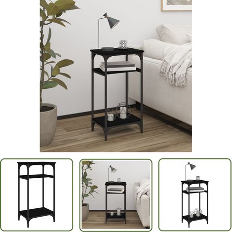 The Living Store Table d'appoint Noir 40x30x75 cm Bois d'ingénierie - Table D'appoint - Table Basse - Meuble Industriel - Table Design - Rangement Intérieur (1/5)