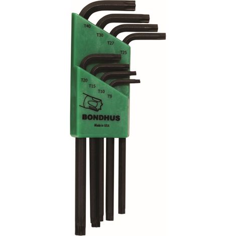 Set mit 8 langen, manipulationssicheren Torx-Winkelschlüsseln TR9-TR40  Bondhus 32434