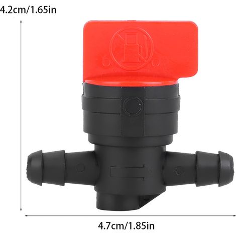 Robinet d'arrêt carburant 1/4" coupe-circuit 5 pièces plastique noir rouge pour tondeuse à gazon et débroussailleuse (1/5)