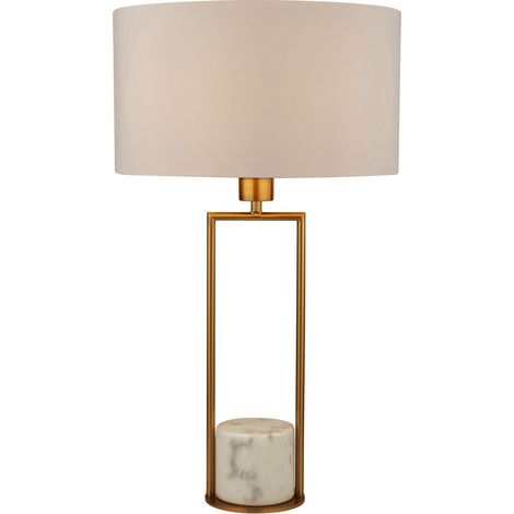 Lampe de chevet métal tissu E27 ronde D : 35 cm 62 cm haut en or blanc lampe de table moderne