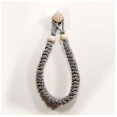 1 Pcs Porte-Serviettes(Gris) en Corde Porte-Papier Salle de Bain Support pour Rouleau de Papier Toilette Porte-Serviettes en Bois en Corde De Jute Rétro pour Salle Cuisine (1/4)