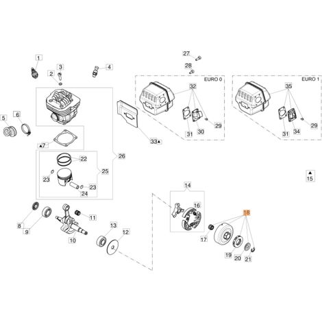 Kit de campana de embrague ORIGINAL OLEOMAC para motosierra GS 650 - GS 651 50252016