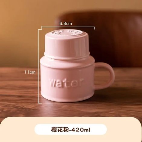 Mug en céramique rose (401-500 ml), multifonctionnel, disponible en deux tailles (grande et petite), design original avec couvercle.