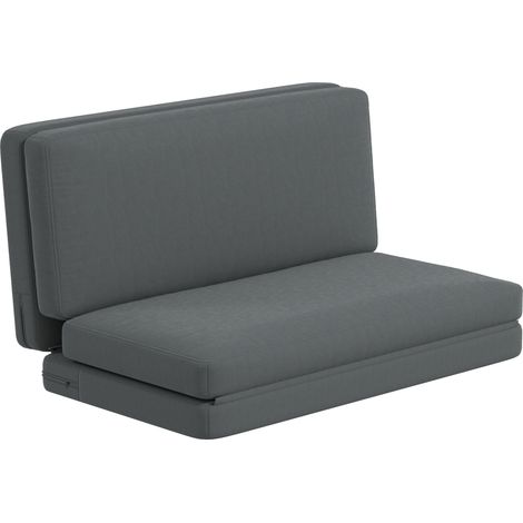 Canapé au sol 3-en-1 pliable – Velours, charge 240kg, fonction lit, gris foncé