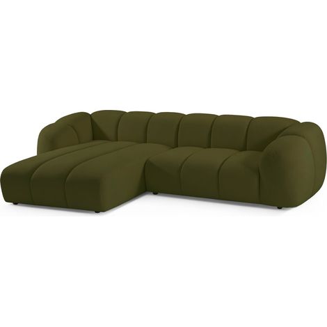 Selsey Millma - Canapé d'angle - 300 cm - velours Vert (1/5)