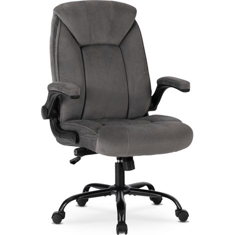 Poltrona da ufficio girevole e confortevole, colore grigio moderno. (1/5)