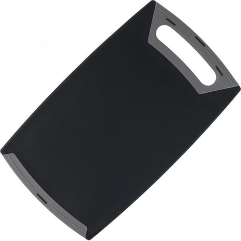 BURI Anti-Slip Schneidbrett 35x21cm Küchenbrett Frühstücksbrett rutschfest Kunststoff - schwarz/grau