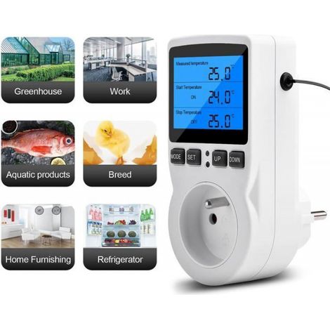 HNE- Prise de thermostat minuterie de sortie programmable numrique avec sonde aquarium de chauffage effet de THERMOSTAT D'AMBIANCE (1/5)