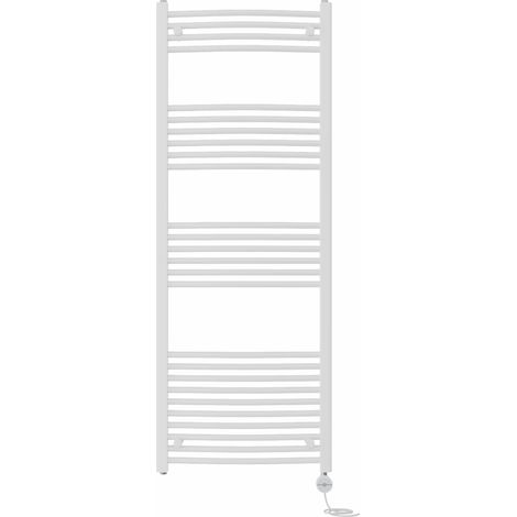 NRG Prefilled Thermostatic Electric Curved Heated Towel Rail Radiator 1600 X 600mm White (1/5)