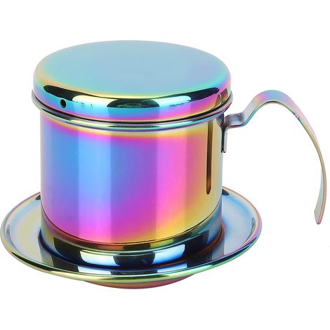Cafetière manuelle acier inoxydable, robuste maison bureau, préparation simple rapide café filtré, capacité 100-450 ml