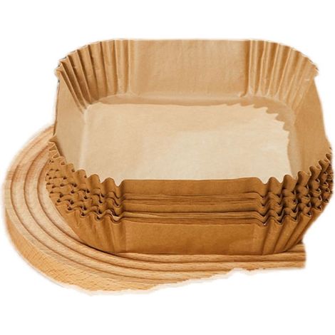 Papier Sulfurisé carré pour Friteuse à Air 22 cm XXL, 100 Pièces Papier de Cuisson Air Fryer Jetable,Feuilles de Papier de Cuisson Étanche Antiadhésive Paper Liner pour 5,5-10 l Air Fryer (1/4)