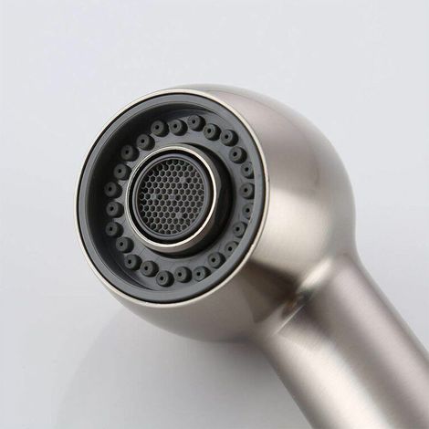 Douchette Robinet Cuisine 2 Jets Tête de Douche Remplacement Douchette pour Mitigeur Cuisine, Nickel Brossé (1/5)