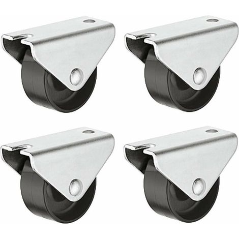Bardusch-Lot de 4 roulettes fixes à platine pour sols fragiles – Charge 15kg – Boîtier acier – Surface de roulement dure (1/2)